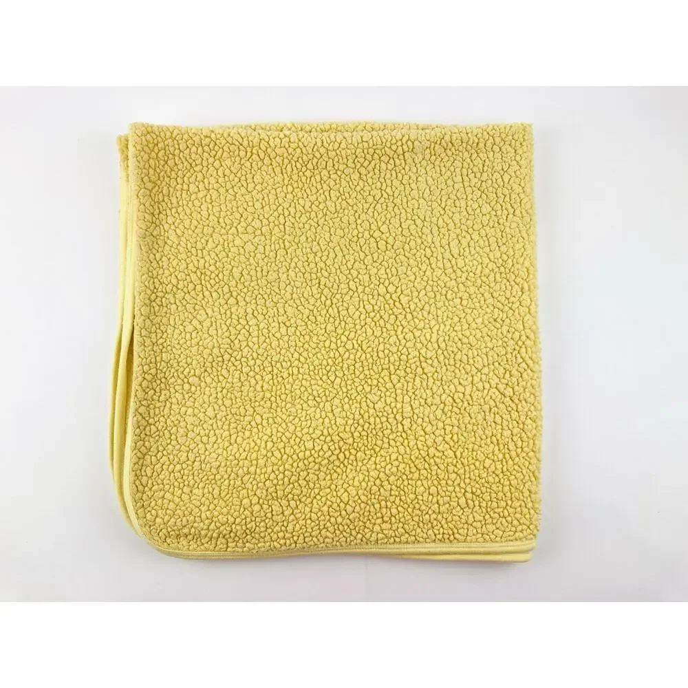 Vintage Yellow Baby Blanket Dog Sherpa Lovey Bones Tan Blonde Green Collar Tongu